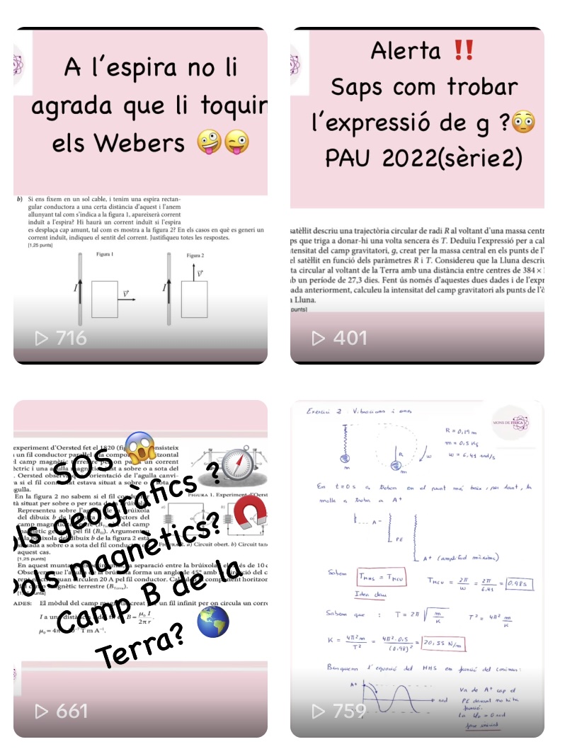 Mostra de continguts de Física publicats a les xarxes socials